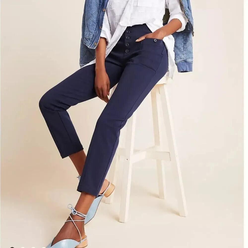 by Anthropologie Bryson Tapered Pants Women’s Size 8 Navy Blue